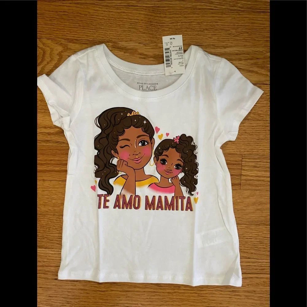 The Children’s Place Tshirt, Size 3T, TE AMO MAMITA, 100% cotton New